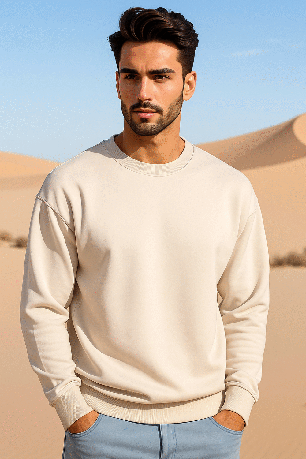 Sand-colored Crewneck Sweatshirt