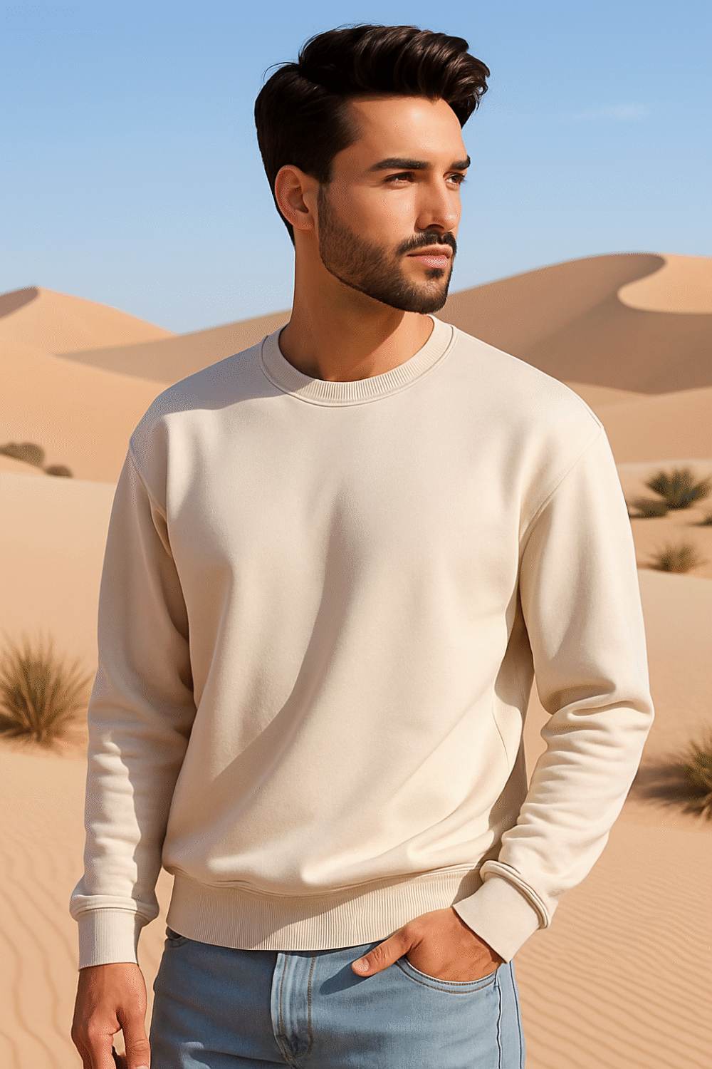 Sand-colored Crewneck Sweatshirt - Image 2